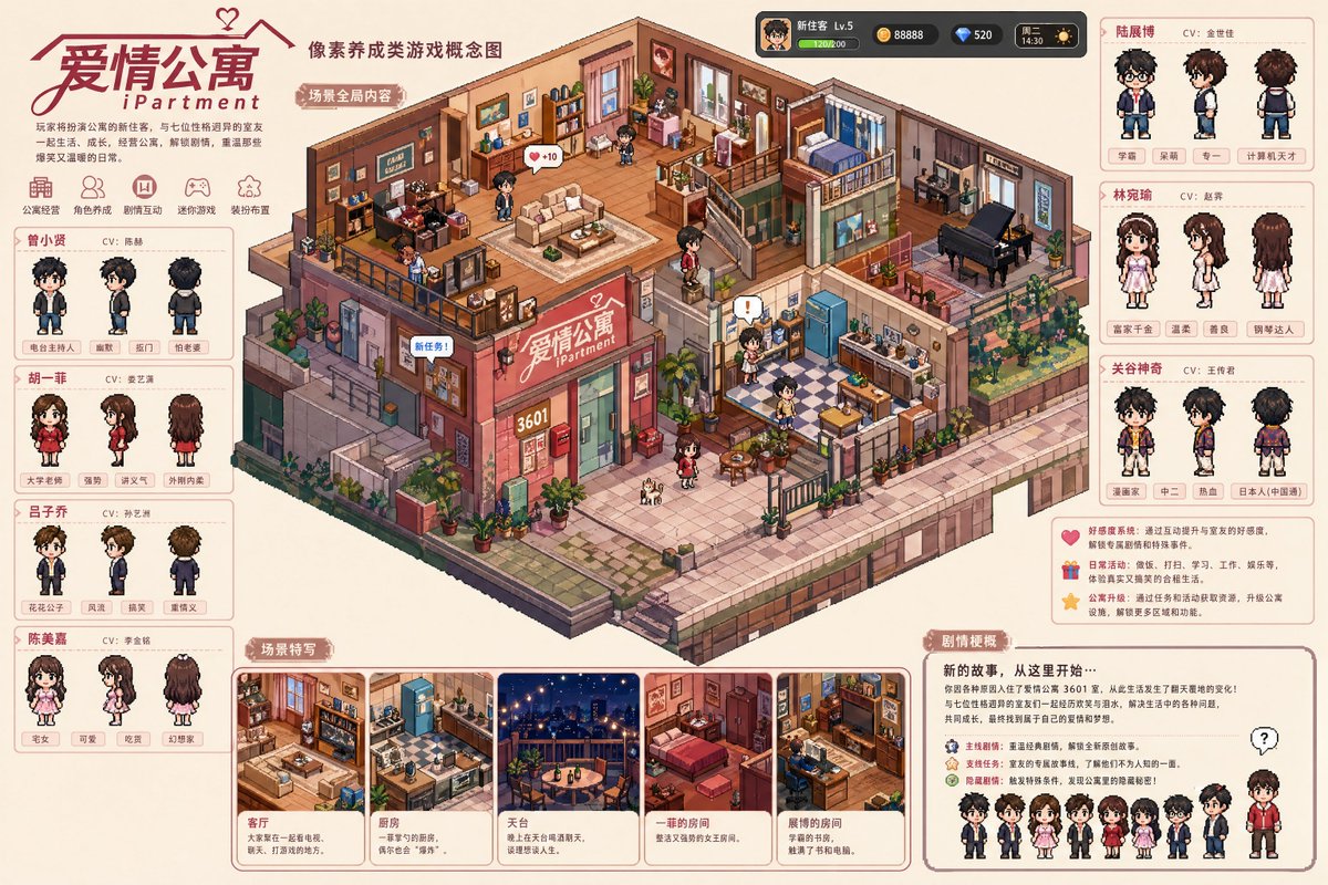 Pixel Xianxia Game Concept Art — Sora 2 Prompt