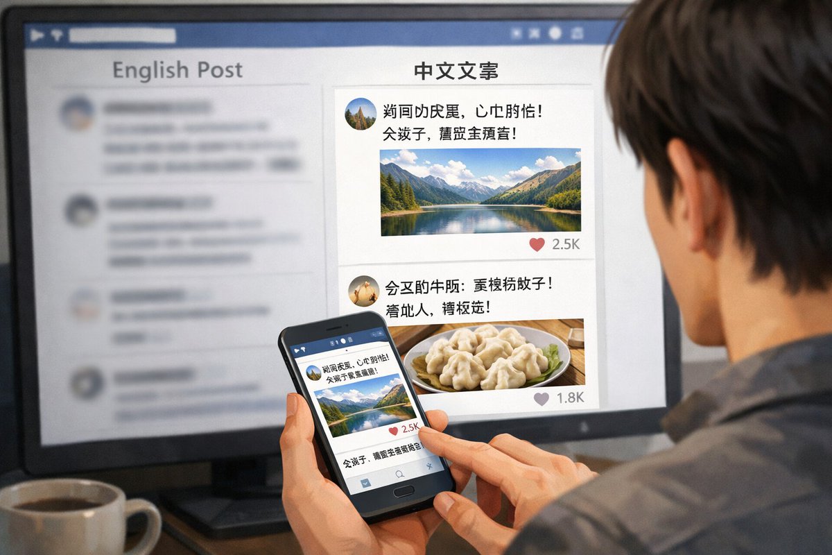 Bilingual Social Media Feed — Sora 2 Prompt