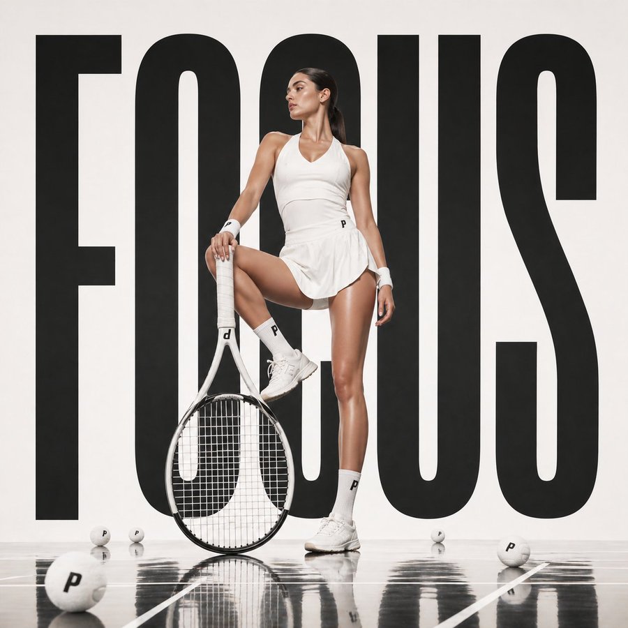 Luxury Tennis Fashion Poster — Bold Studio Shoot Sora Prompt