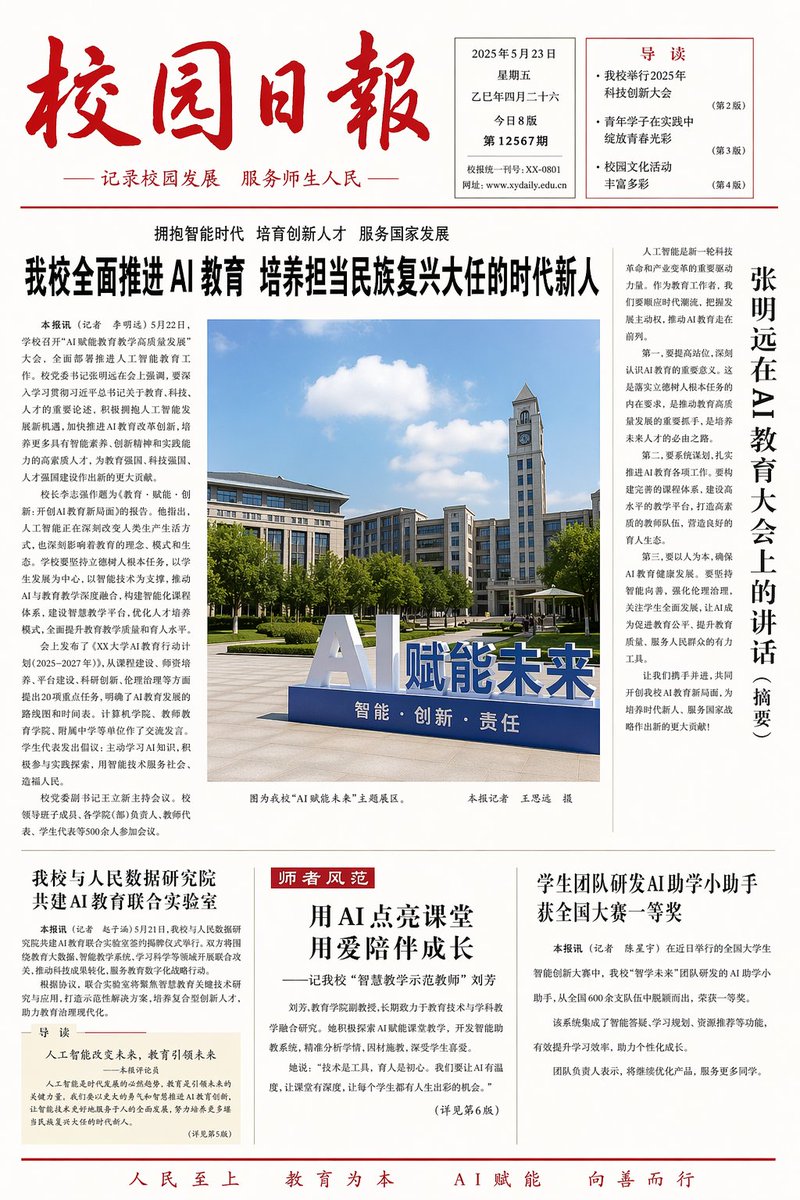 AI Education Campus Newspaper — Sora 2 Prompt