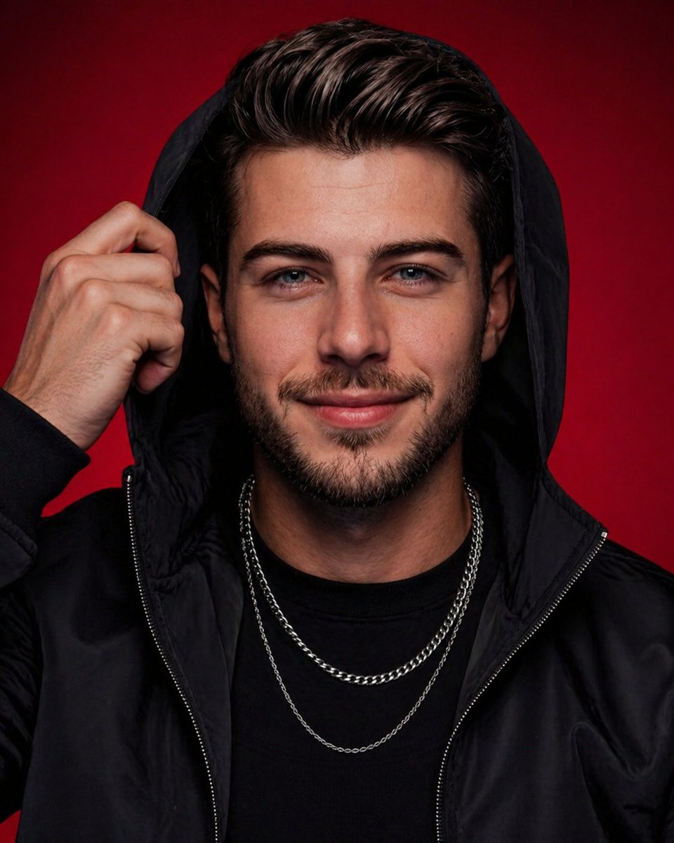 Cinematic Male Portrait in Red Studio — Sora 2 Prompt