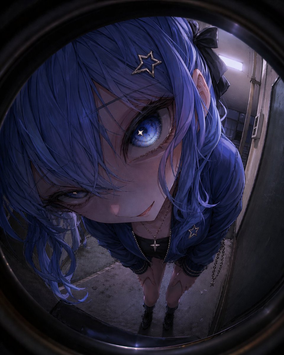 Fisheye Peephole Anime Girl — Sora 2 Prompt