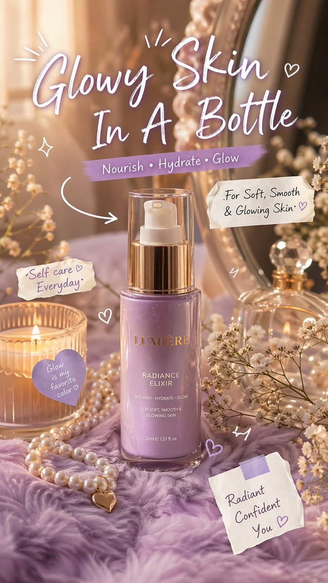 Luxury Lavender Serum Ad Prompt — Glowy Skin in a Bottle