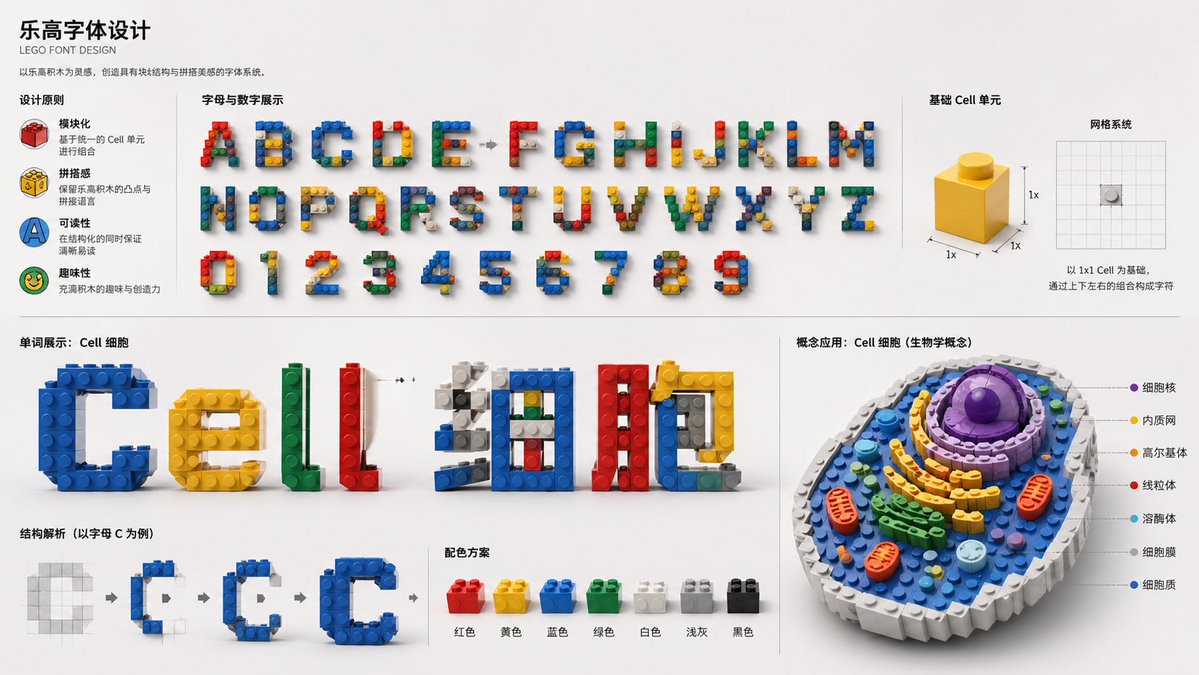 Lego Font & Cell Concept Art Prompt