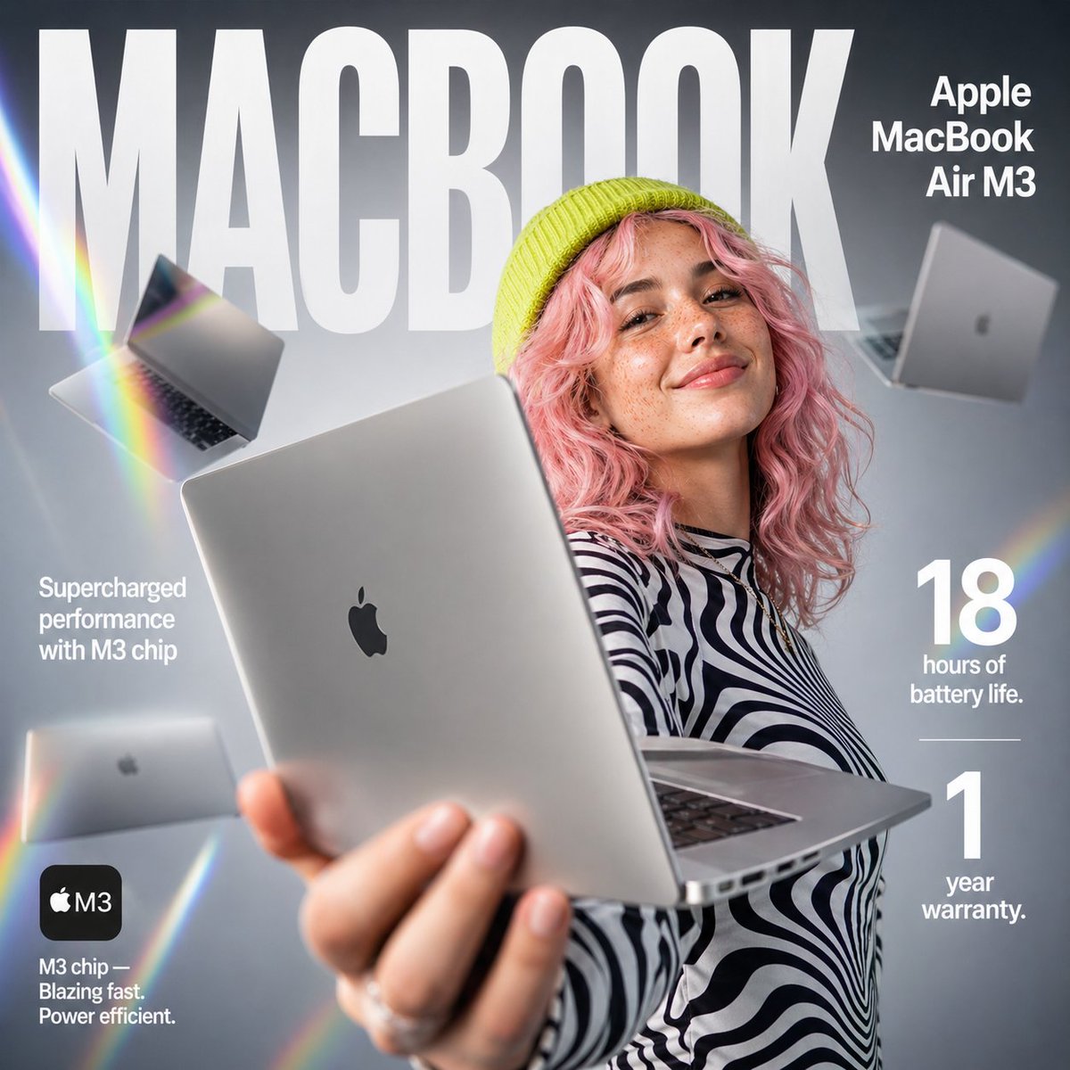 Apple MacBook Air M3 Product Shot Prompt — Sora 2