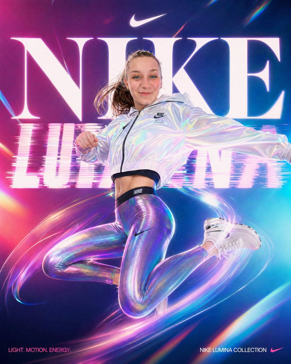 Nike Lumina Neon Holographic Ad — Sora 2 Prompt