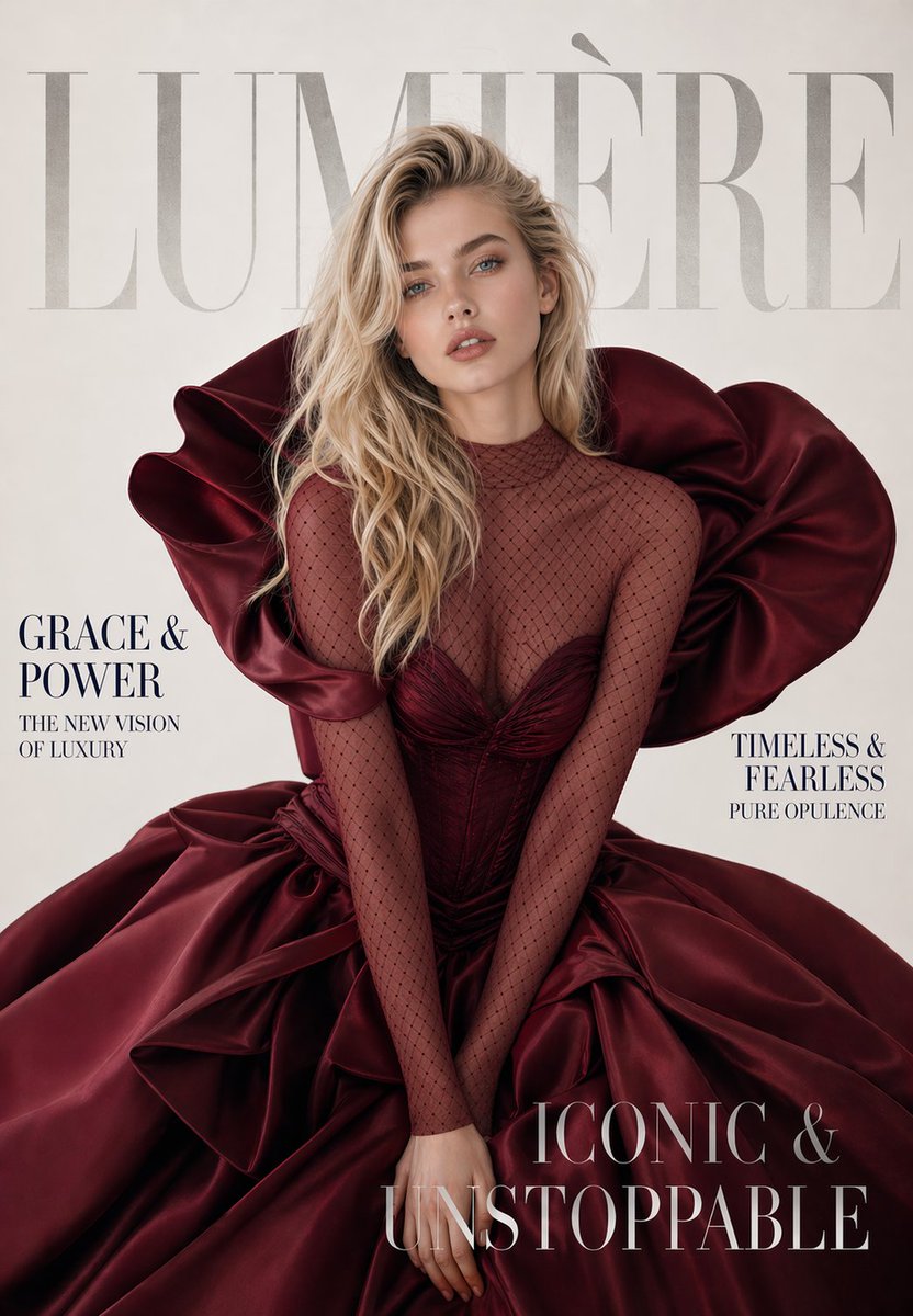Luxury Burgundy Ballgown Magazine Cover — Sora 2 Prompt