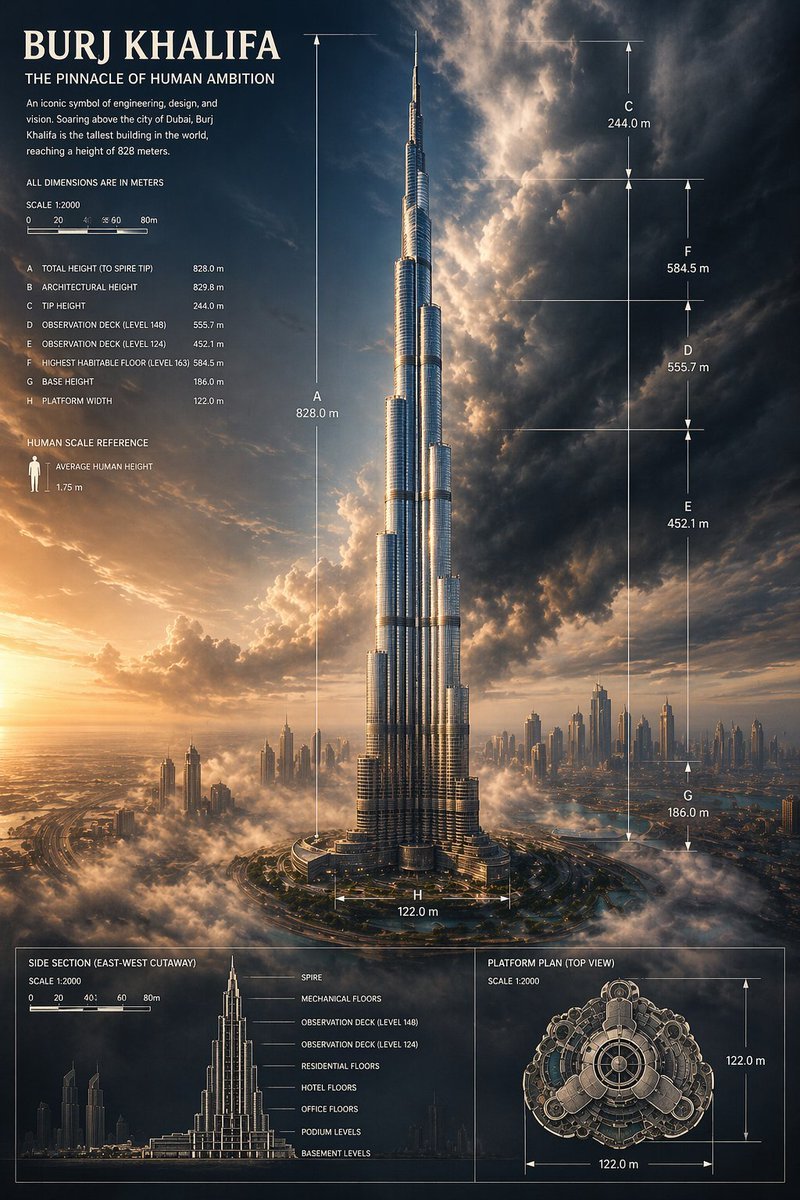 Burj Khalifa Epic Infographic Poster — Sora 2 Prompt