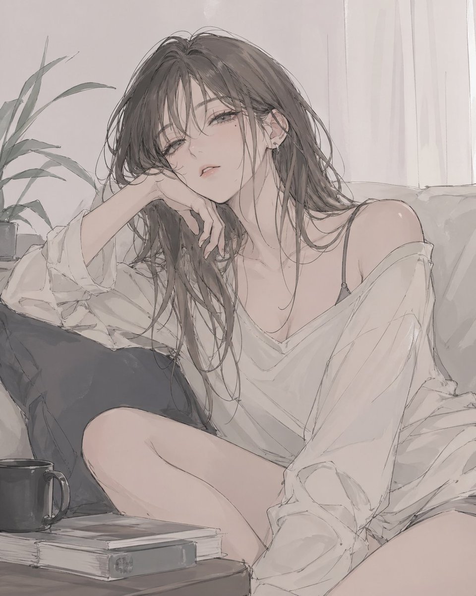 Cozy Anime Interior with Woman on Sofa — Sora 2 Prompt