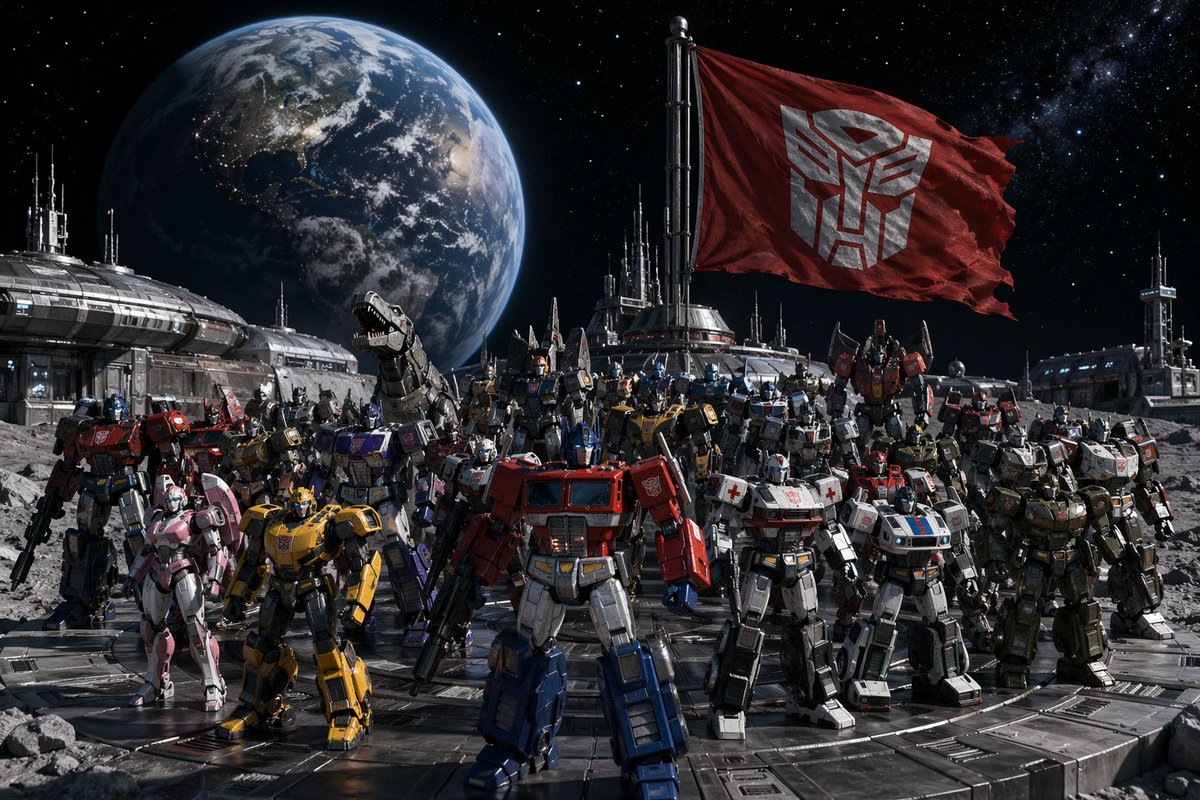 Autobots Lunar Assembly: Epic Scene — Sora 2 Prompt