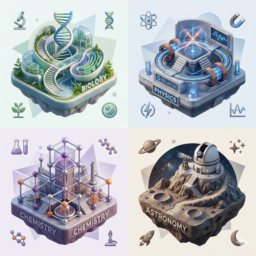 Isometric Science Infographic Grid — Sora 2 Prompt