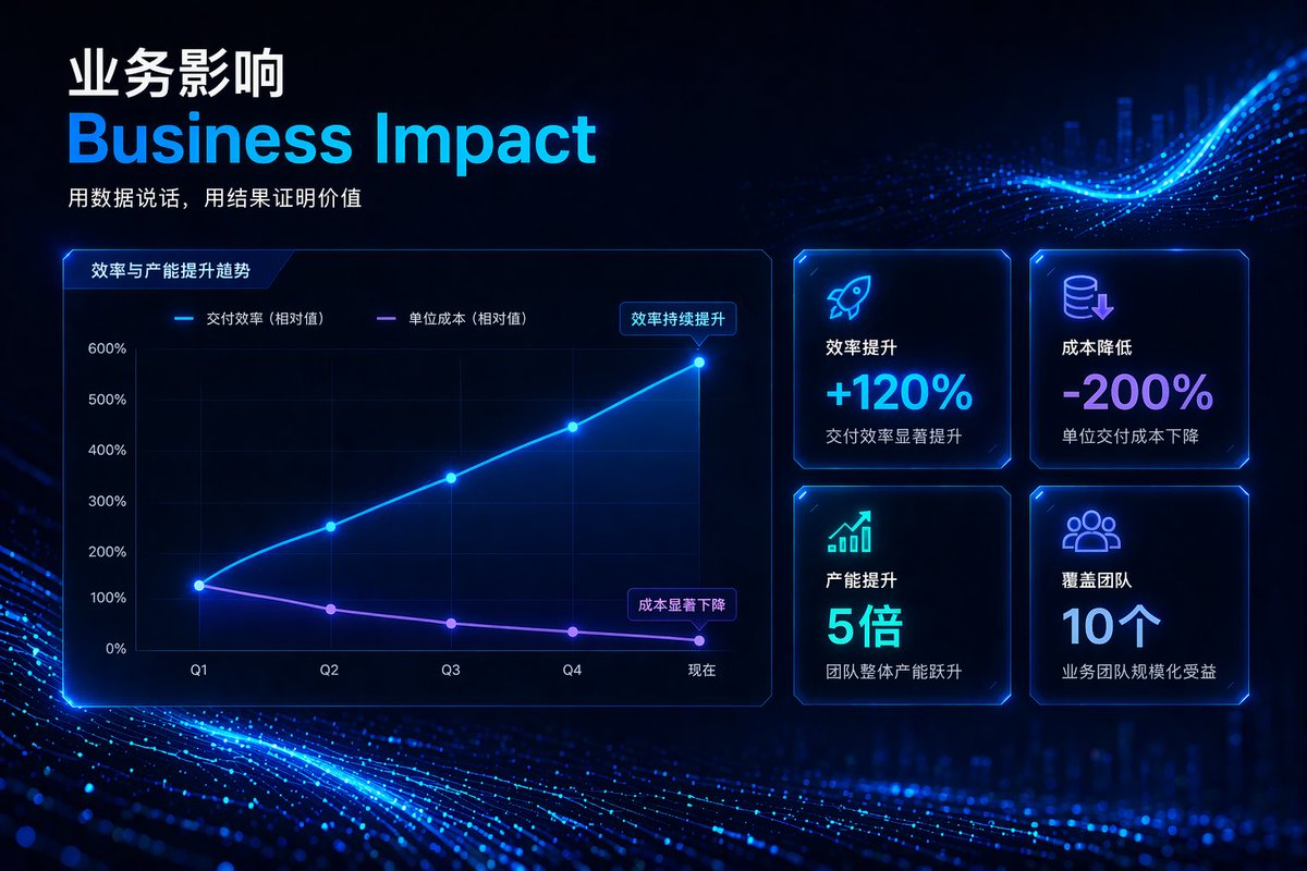 Neon Dark Mode Business Impact Slide — Sora 2 Prompt
