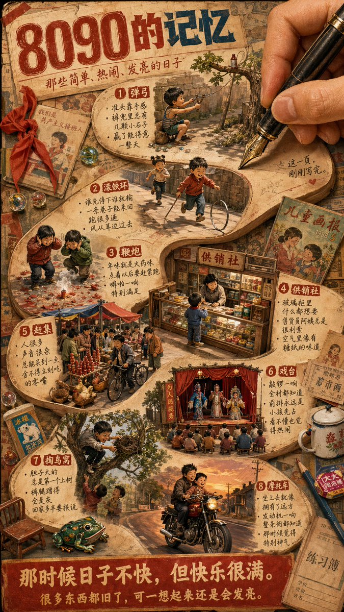 8090记忆: Nostalgic Chinese Retro Collage — Sora 2 Prompt