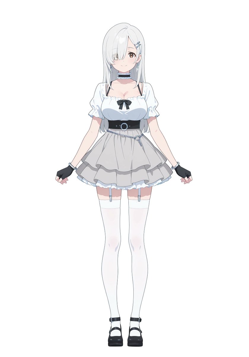 Silver-Haired Anime Girl Full-Body Character Sheet — Sora 2 Prompt