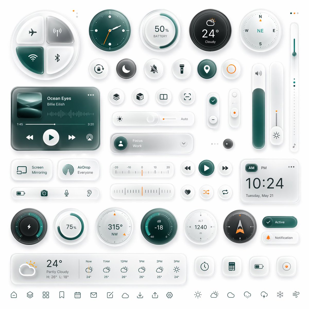 Frosted Glass & Neumorphic Dashboard UI Kit — Sora Prompt