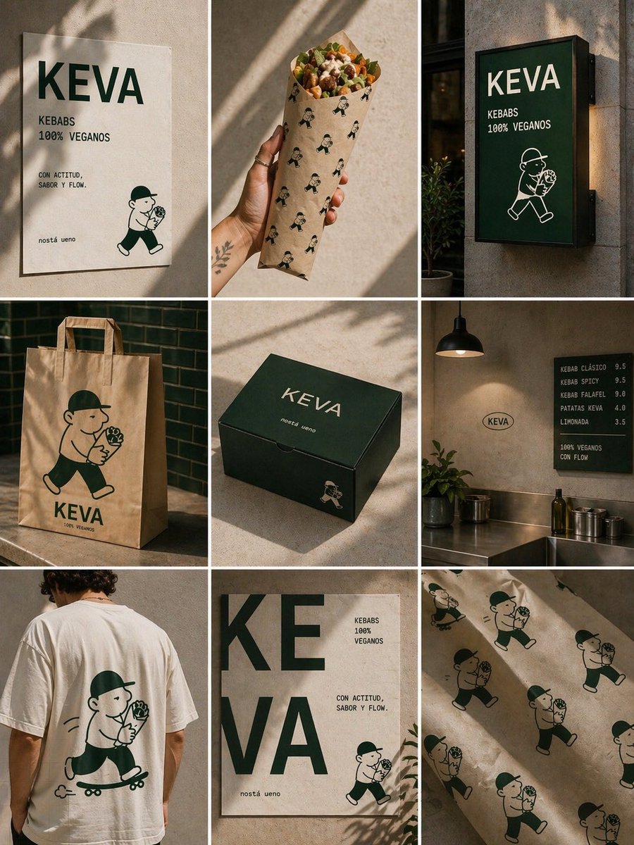 Vegan Kebab Brand Identity Grid — Sora 2 Prompt