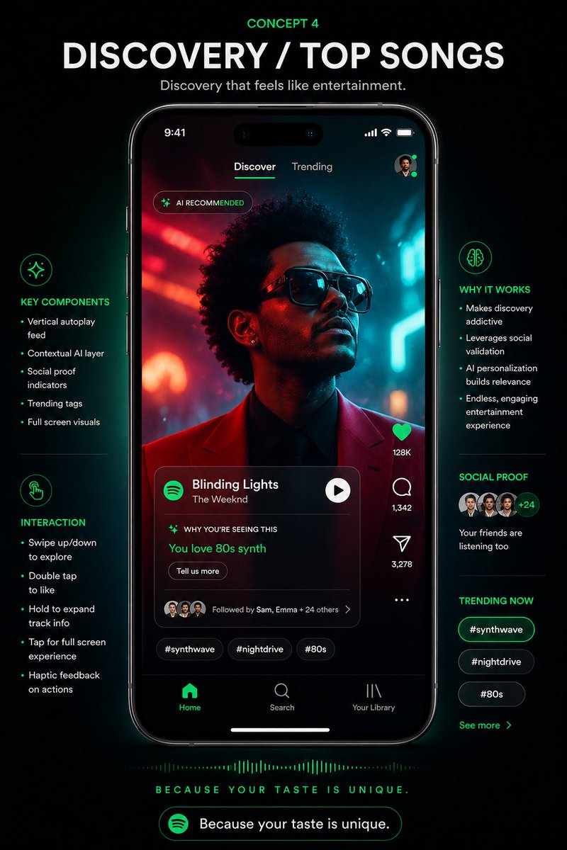 Futuristic Dark Neon Music Discovery UI — Sora 2 Prompt
