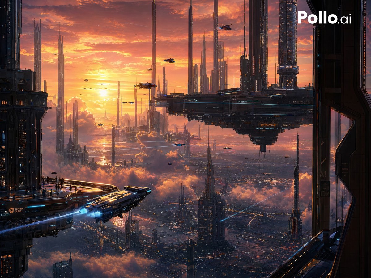 Sci-Fi Sunset Megalopolis — Sora 2 Prompt
