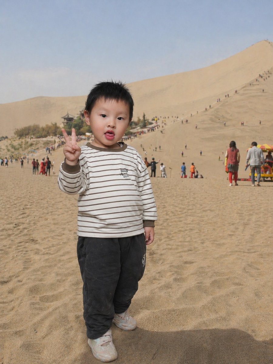 Realistic Desert Photo Prompt: Peace Sign & Hoodie