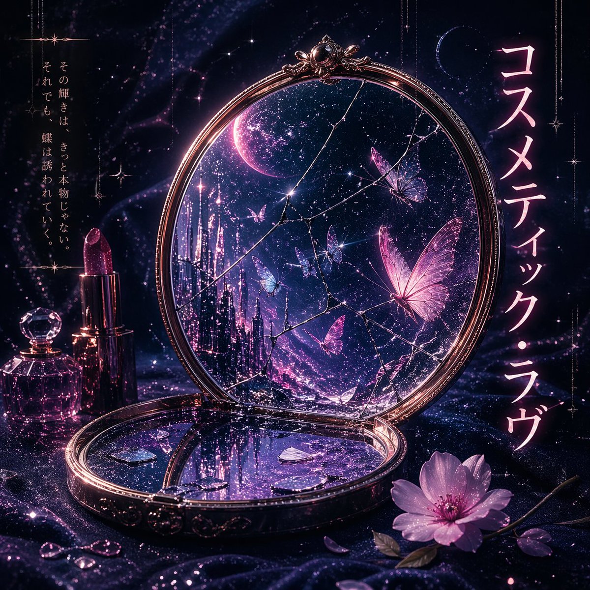 Cosmic Broken Mirror Fantasy Cover Art — Sora 2 Prompt