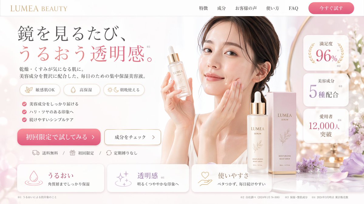 Elegant Beauty Landing Page — Sora 2 Prompt