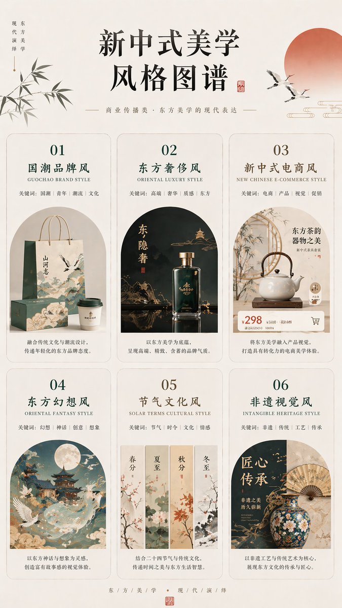 New Chinese Aesthetics Infographic — Sora 2 Prompt