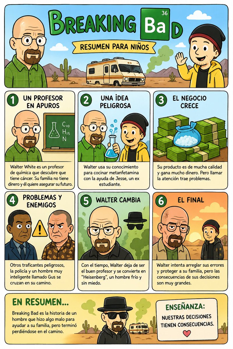 Kids' Breaking Bad Summary Poster — Sora 2 Prompt