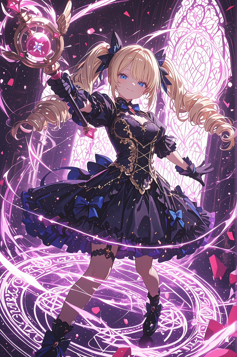 Gothic Magical Girl in Glowing Circle — Sora 2 Prompt