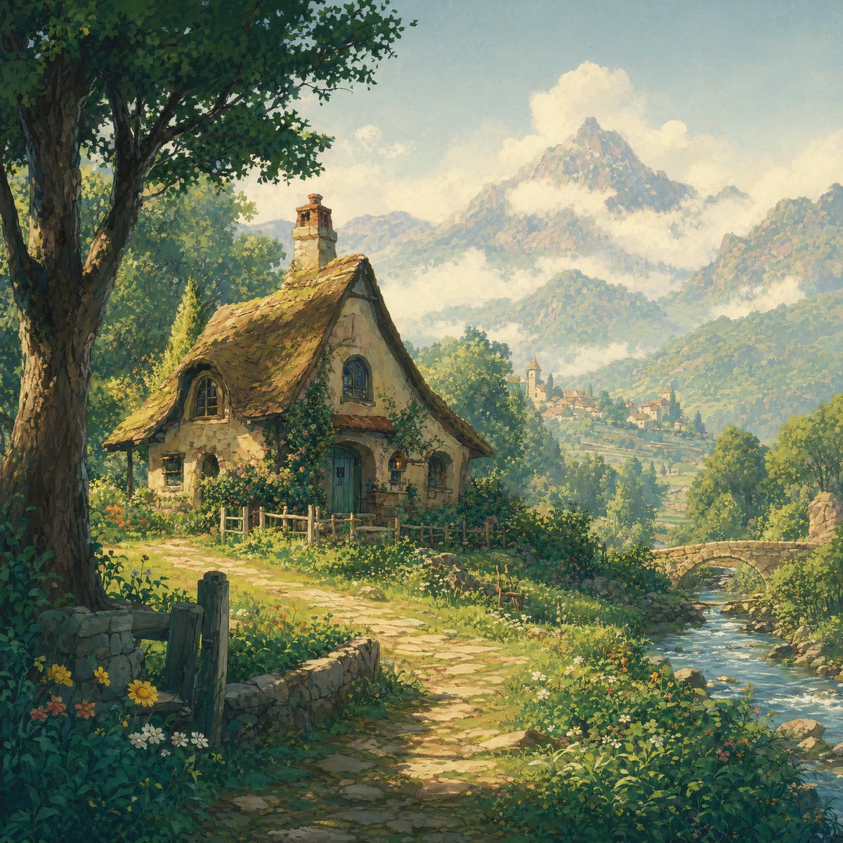Alpine Fairy-Tale Cottage — Dreamy Storybook Landscape Prompt