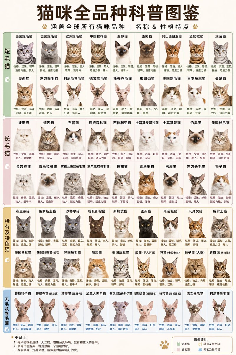 63 Cat Breeds Infographic Prompt — Complete Breed Chart