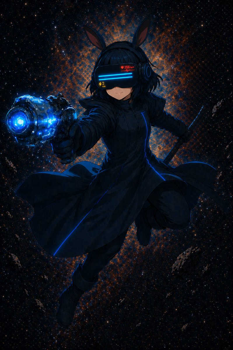 Cyberpunk Rabbit-Ear Goggles Heroine — Sora 2 Prompt
