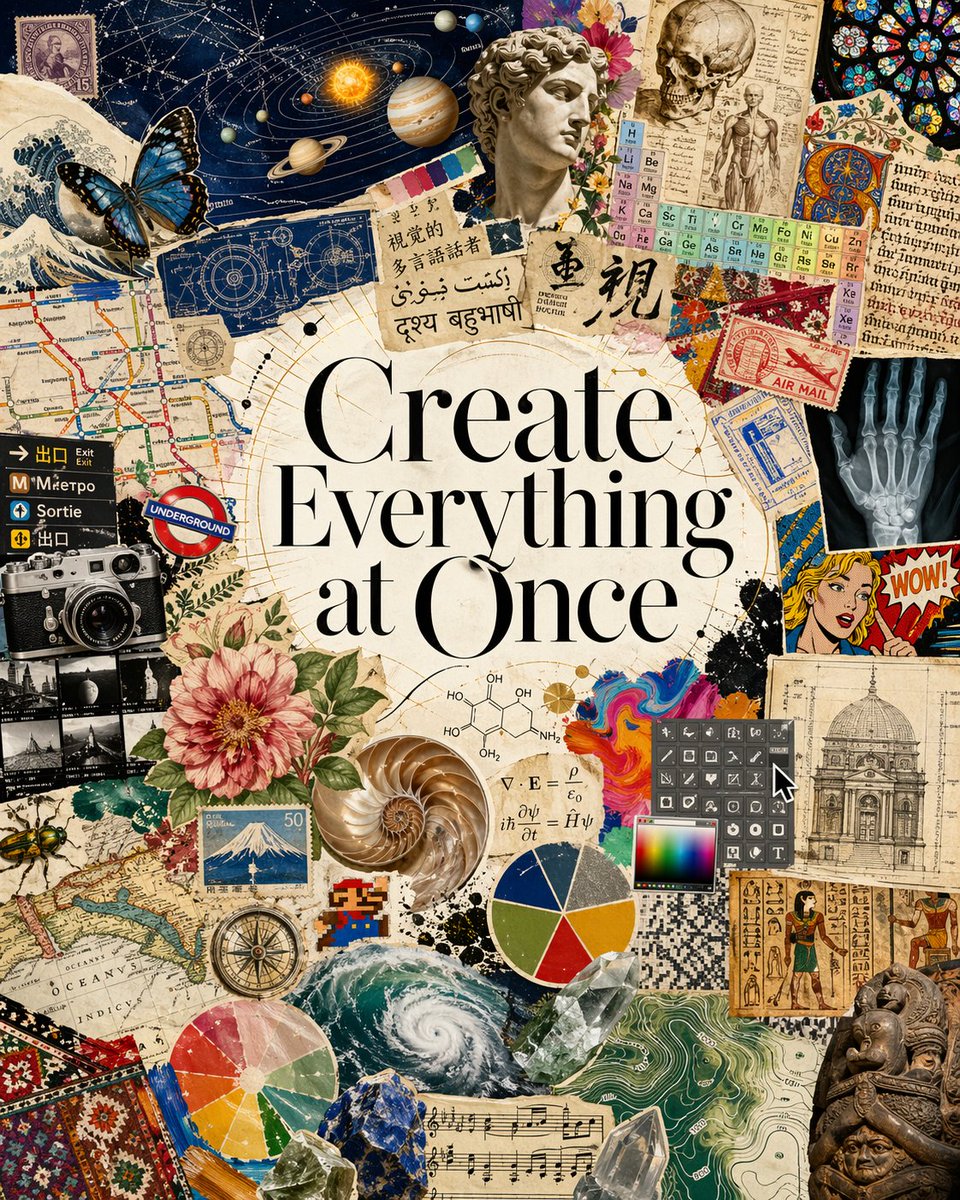 Create Everything at Once: Visual Multilingual Collage Prompt