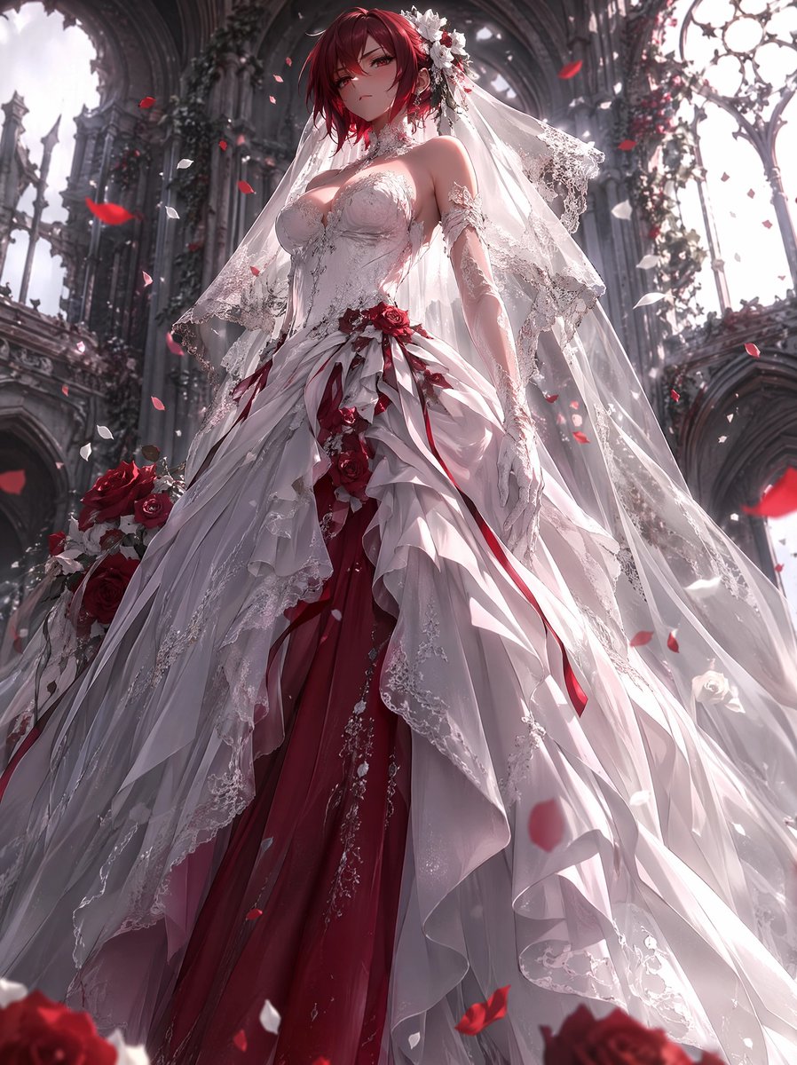 Dramatic Red & White Gothic Bride — Sora 2 Prompt