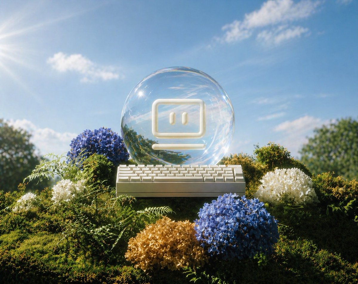 Glass AI Sphere & Keyboard in Surreal Garden — Sora 2 Prompt