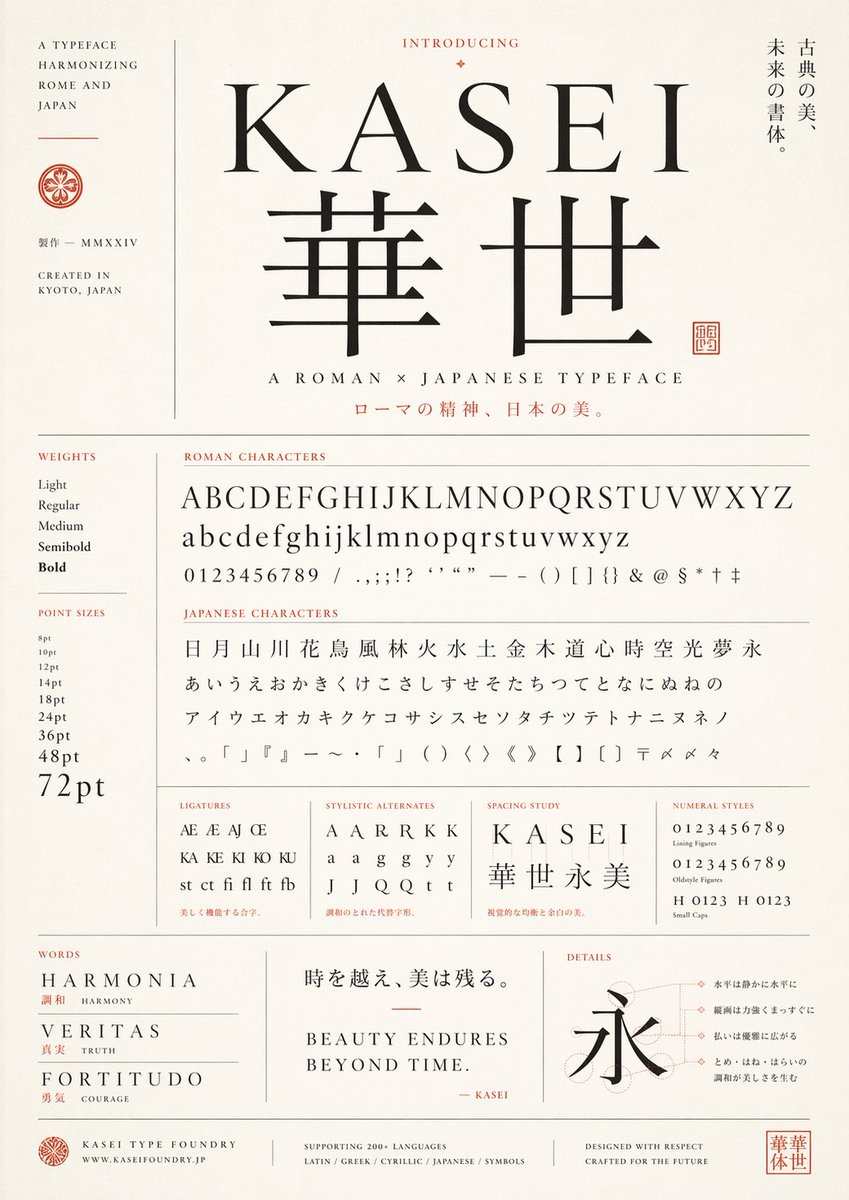 KASEI Roman-Japanese Specimen Poster — Sora 2 Prompt