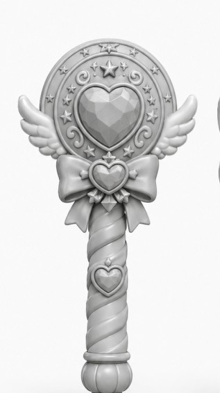 Monochrome Heart Magic Wand — Toy Concept Render