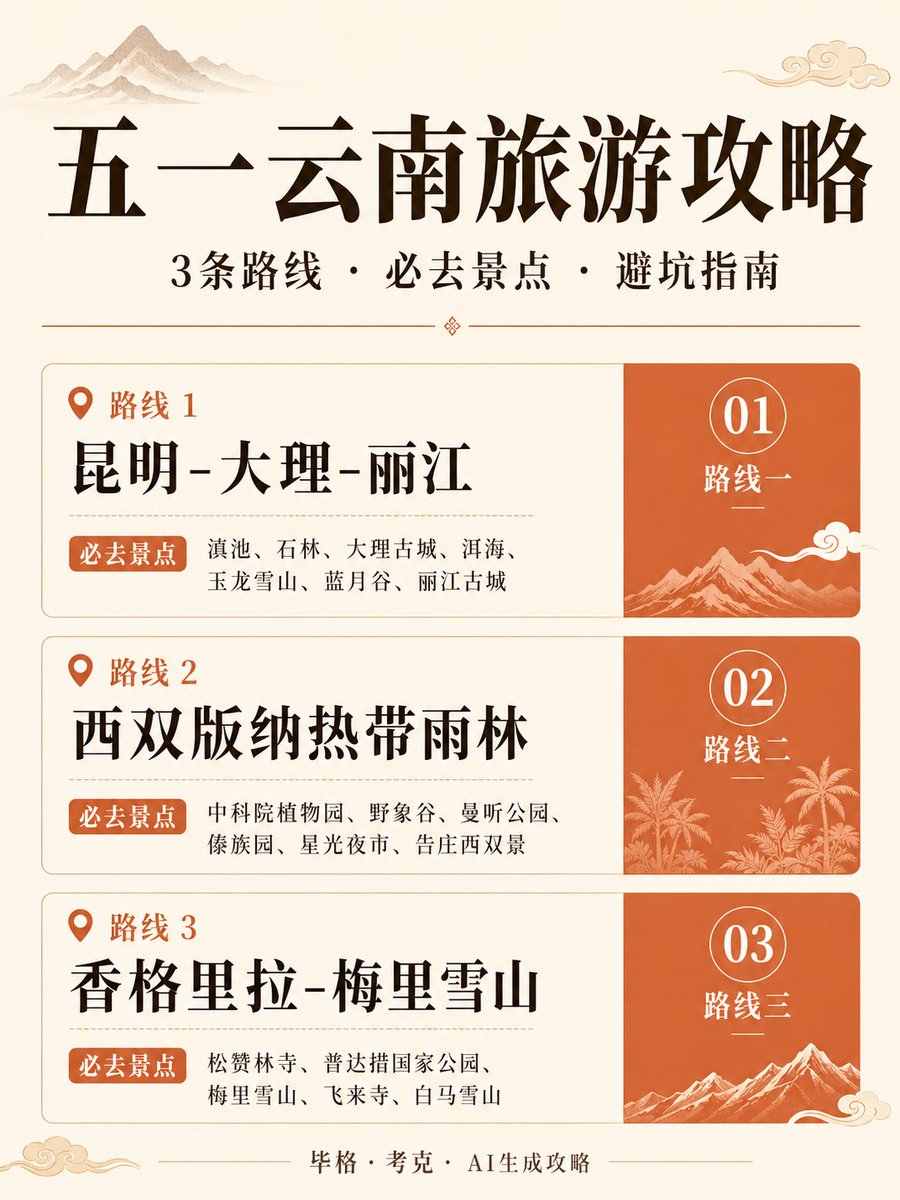 China Yunnan Travel Guide Poster — Traditional Ink Style Infographic