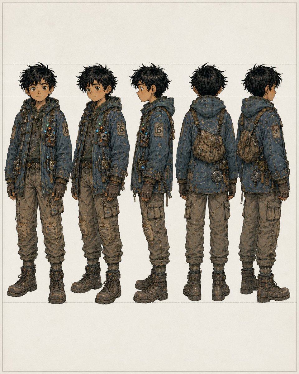 5-View Scavenger Turnaround — Sora 2 Prompt