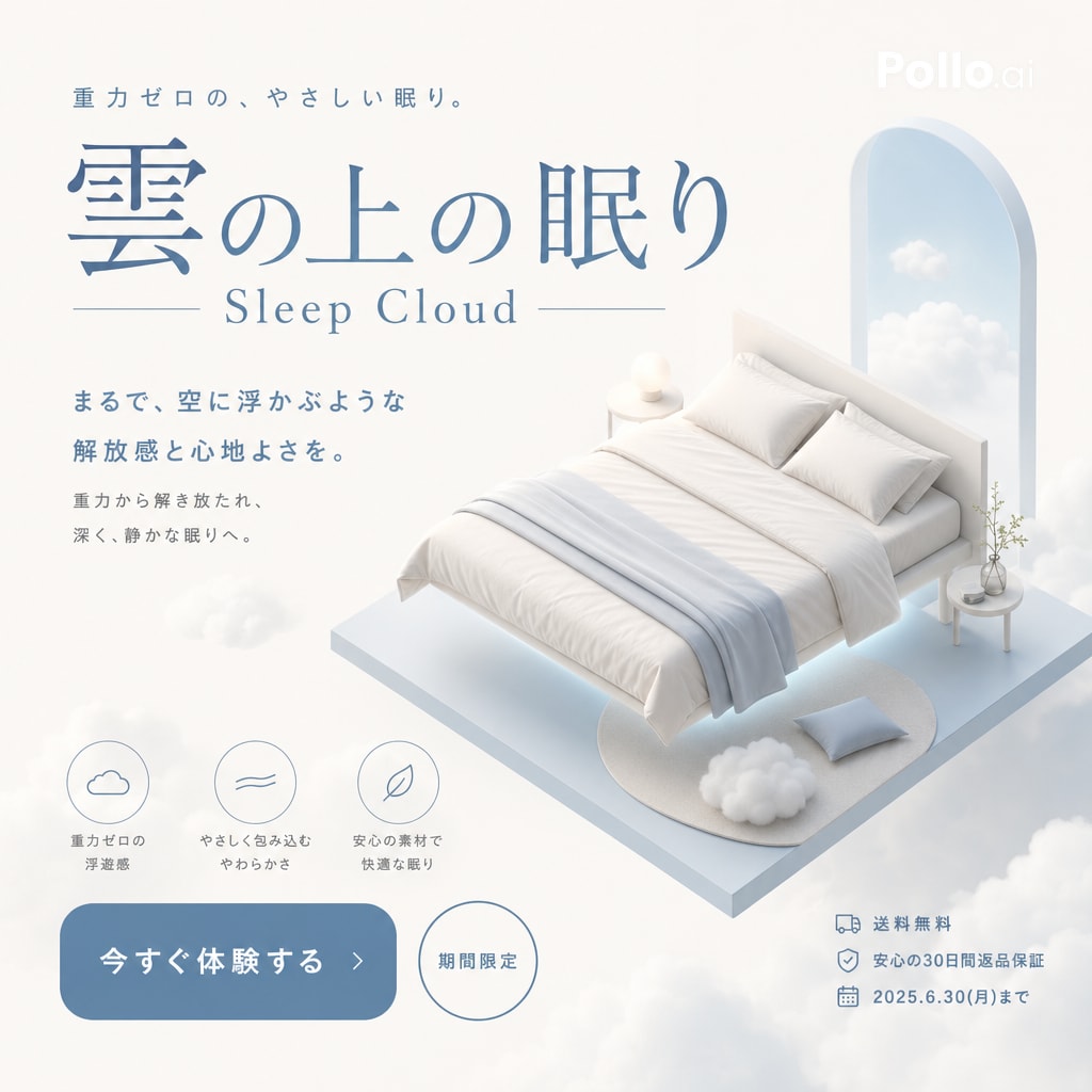 Ethereal Cloud Sleep Bed Ad — Sora 2 Prompt