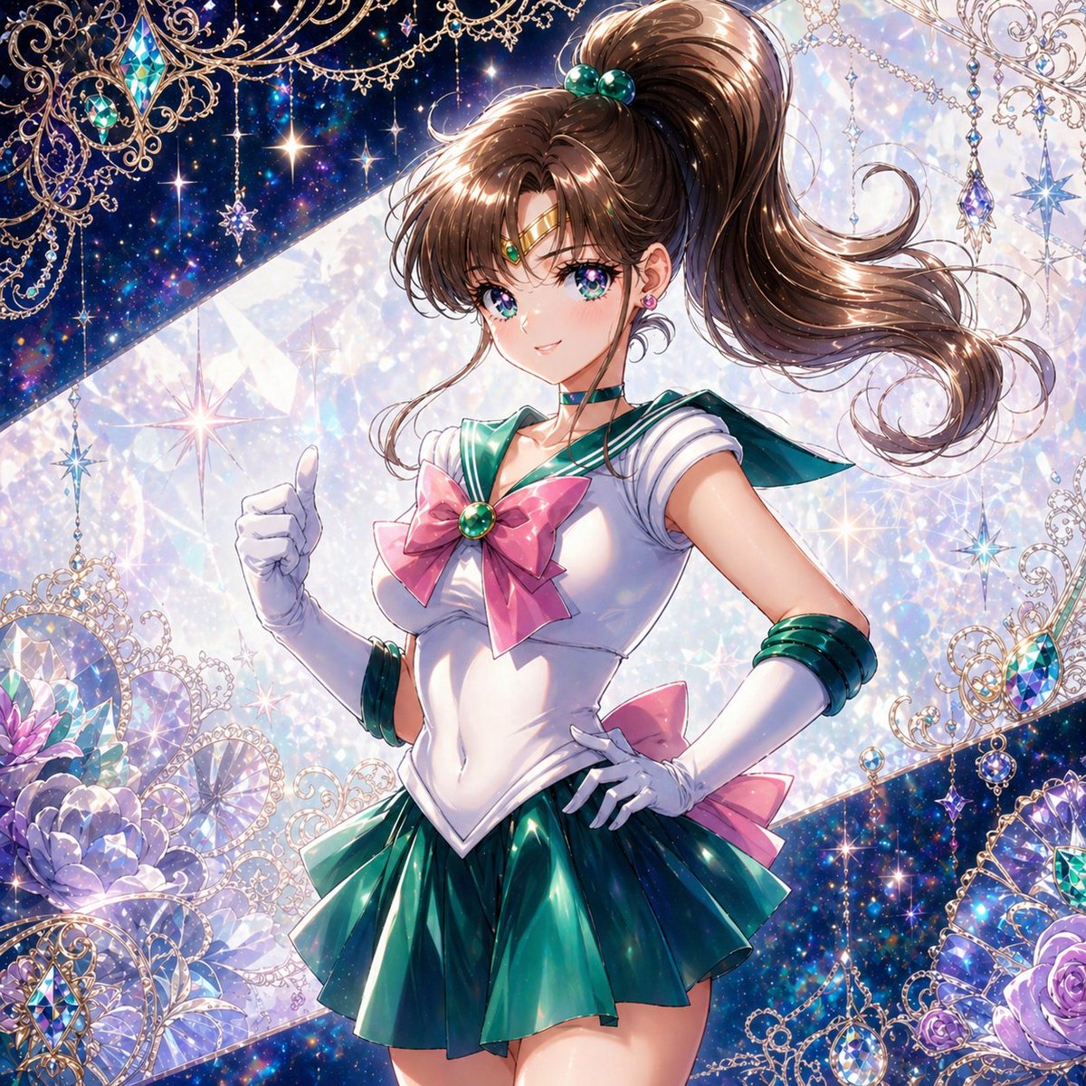 Jade Planet Guardian Magical Girl Portrait — Sora 2 Prompt