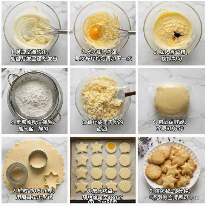 Butter Cookie Recipe — 9-Step AI Photo Grid