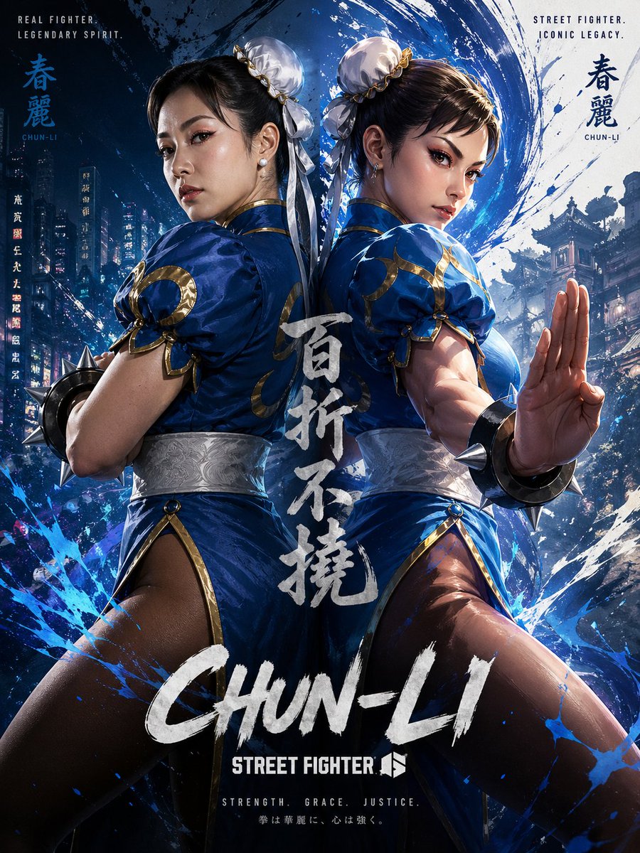 Chun-Li Digital vs Real Poster Prompt — Sora 2 AI