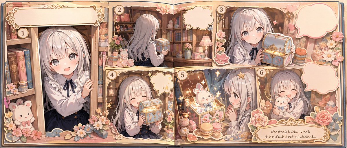 Cute Picture Book Spread — Sora 2 Prompt for 6-Panel Fairy Tale Illustration