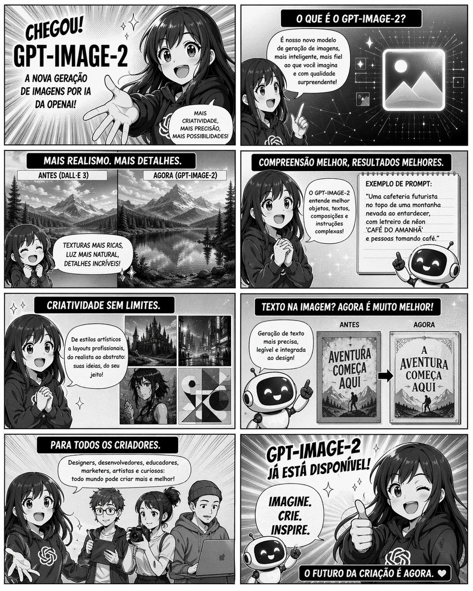 GPT-Image-2 Launch — 8-Panel Black & White Comic Prompt