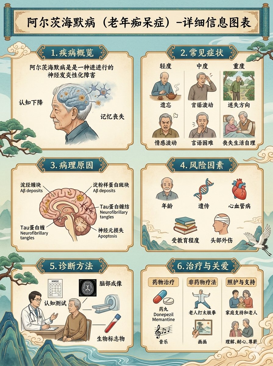 Alzheimer’s Disease Infographic: Chinese Medical — AI Prompt