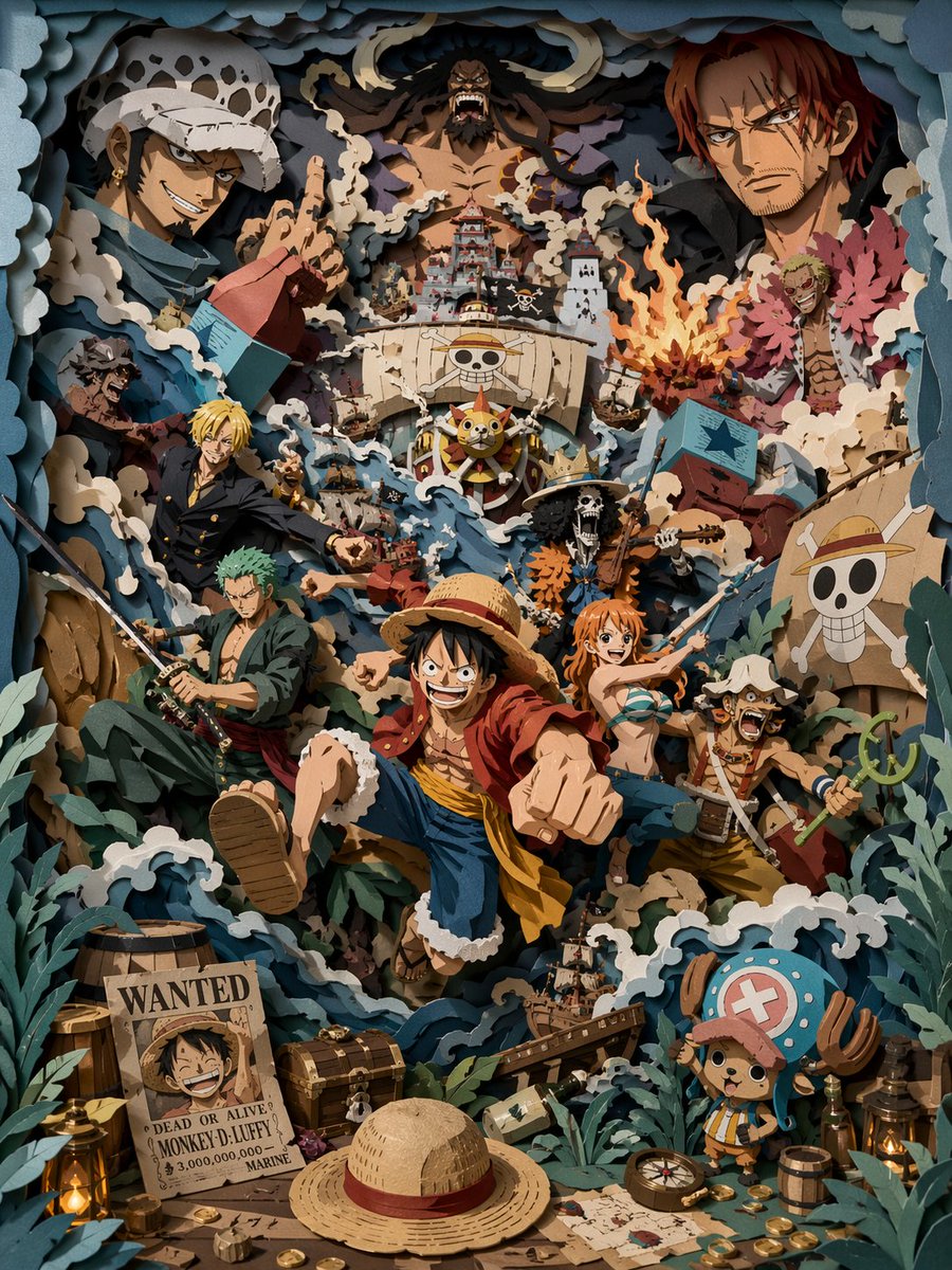 High-Saturation Paper Diorama: Pirate Battle — Sora 2 Prompt