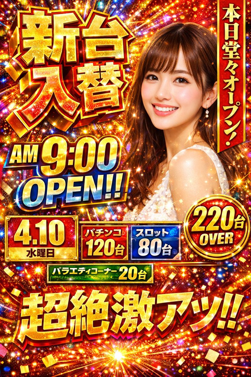Japanese Pachinko Poster — 3D Gold Starburst & Metallic Text Prompt