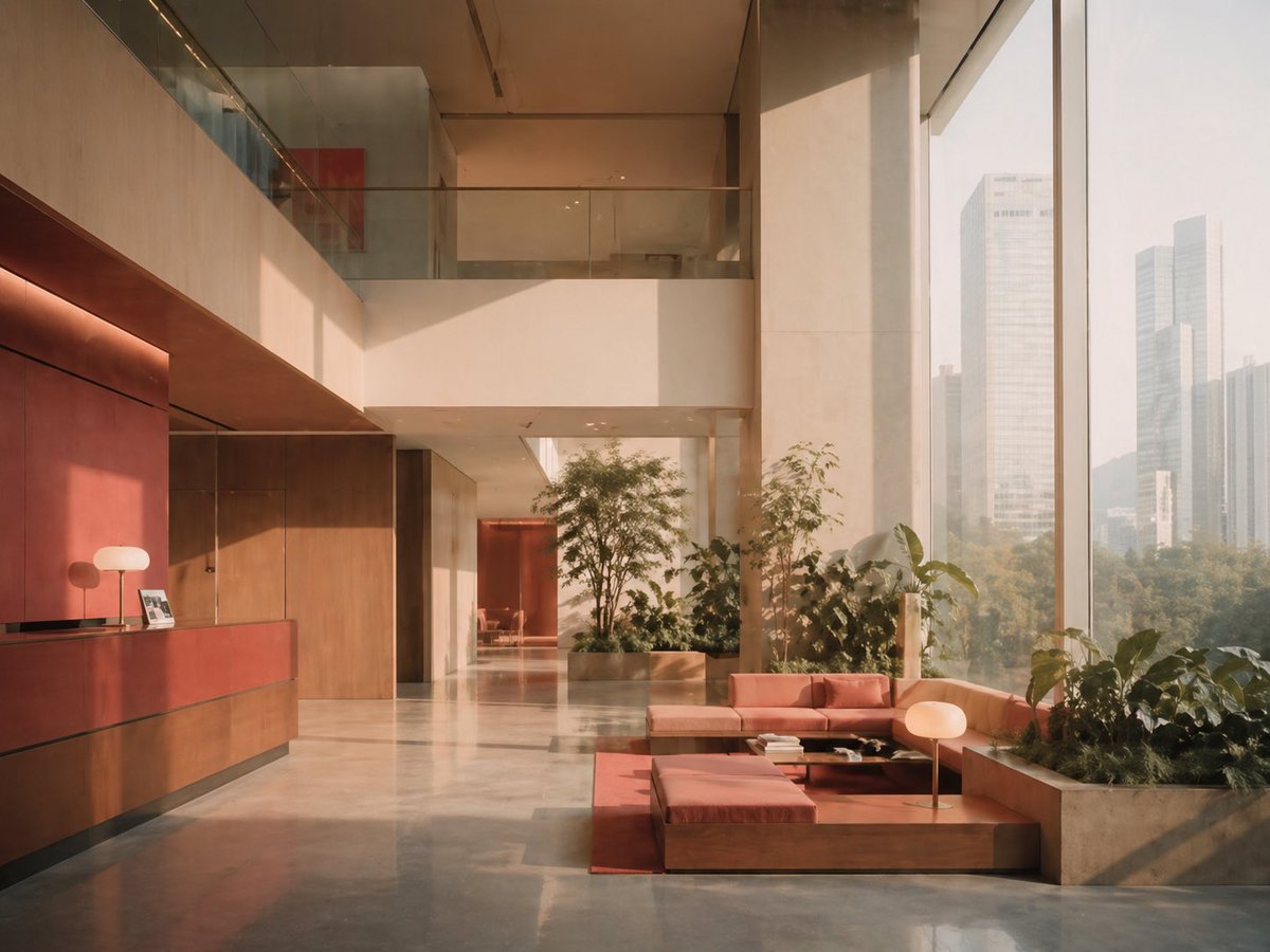 Modern Luxury Lobby — Sunlit Architectural Prompt