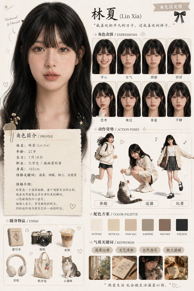 Character Design Sheet — AI Portrait Prompt