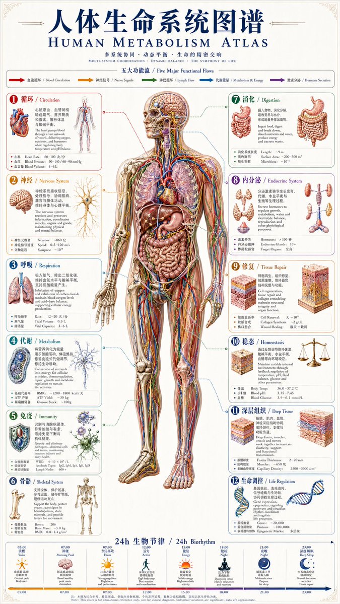 Human Life Systems Atlas: Bilingual Infographic Prompt